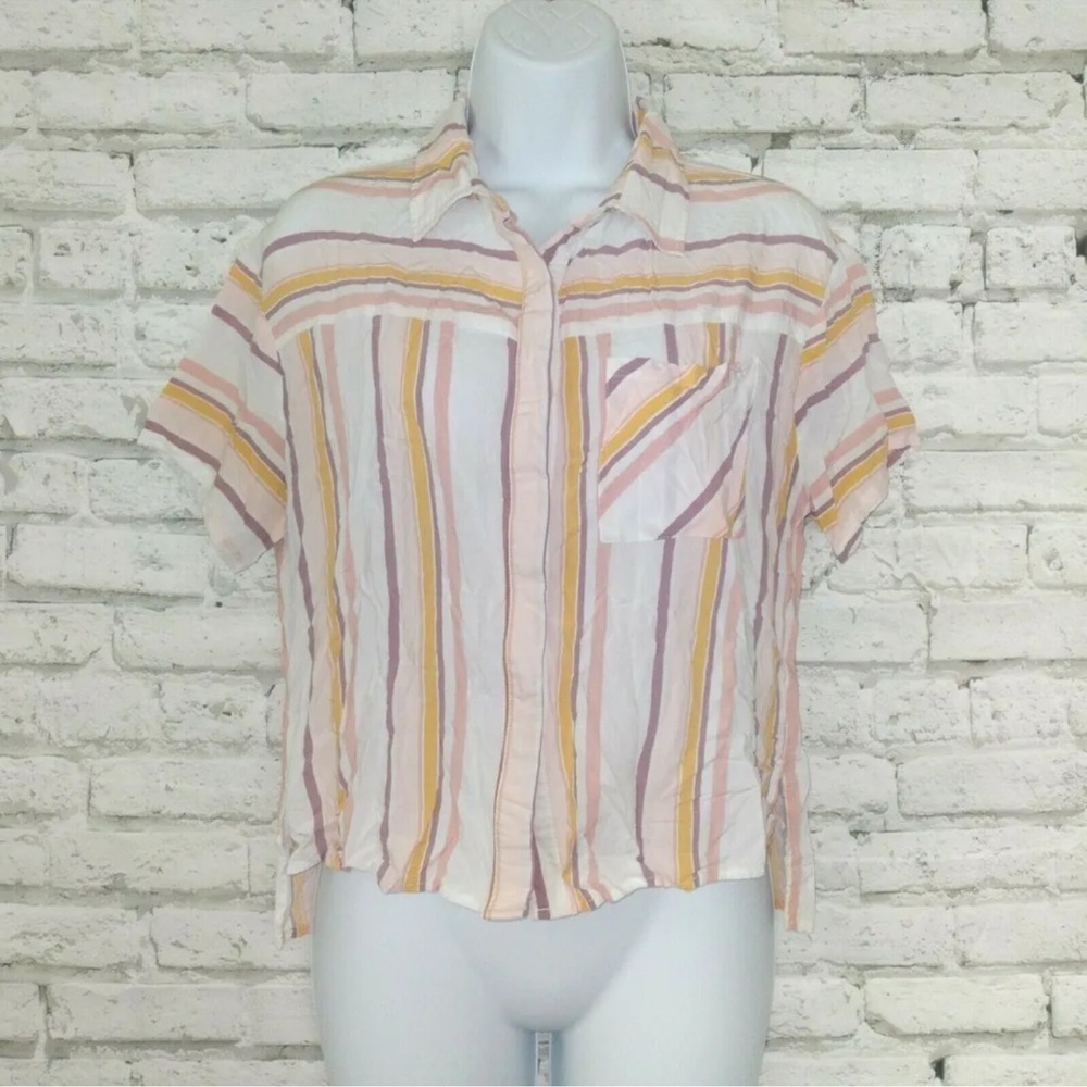 Paper Crane beach striped top button up
